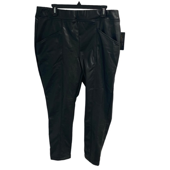 Sabrina Lauren Women Black Faux Leather Pants 2X Brand New With Tags Retail 89 - Picture 13 of 15